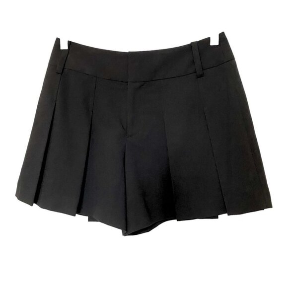 ALICE + OLIVIA BLACK HIGH RISE BELT LOOPS TROUSER SHORTS - 6 - Picture 1 of 7